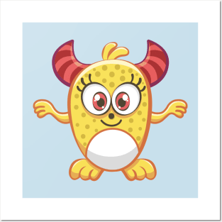 cute yellow monster female Posters and Art